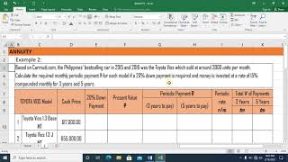 ANNUITY (Spreadsheet Computation)