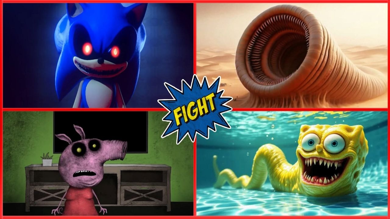 SONIC EXE 🆚 PEPPA PIG EXE 🆚 SPONGEBOB WORM 🆚 EROSION WORM-Tiles Hop EDM🎵