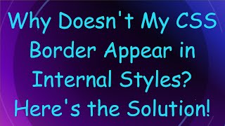 Why Doesn't My CSS Border Appear in Internal Styles? Here's the Solution!