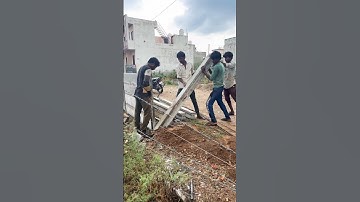 Very easy way to erect concrete RCC columns are erected by labor #precast #boundarywall #compound