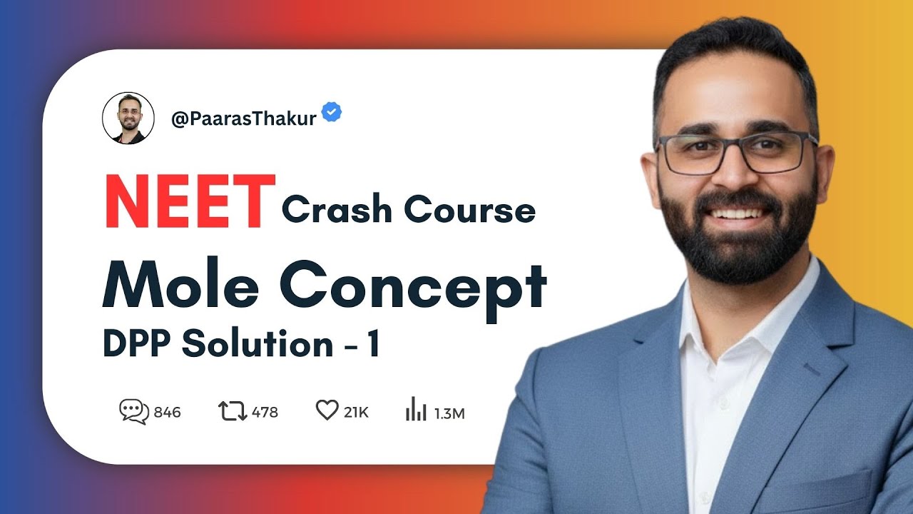 Mole Concept: DPP - 1 || NEET Crash Course Chemistry by Paaras