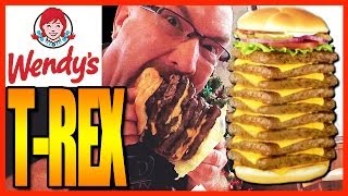 Wendy's T-Rex Burger Challenge 2770 Calorie Burger 9 Patties and 9 Cheese WHAT!!! | KBDProductionsTV