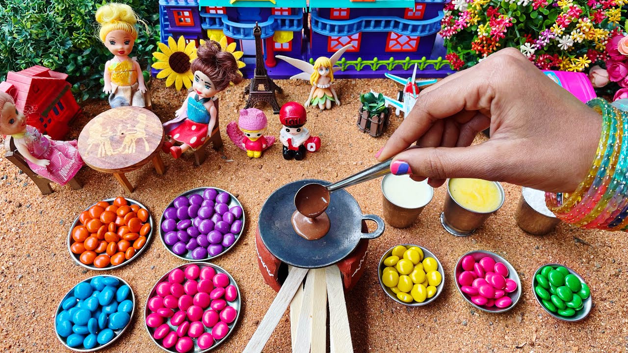 Miniature Rainbow Button Chocolate Dosa🌈 | Gems Chocolate Dosa Recipe | Chocolate Dosa | Dosa Recipe