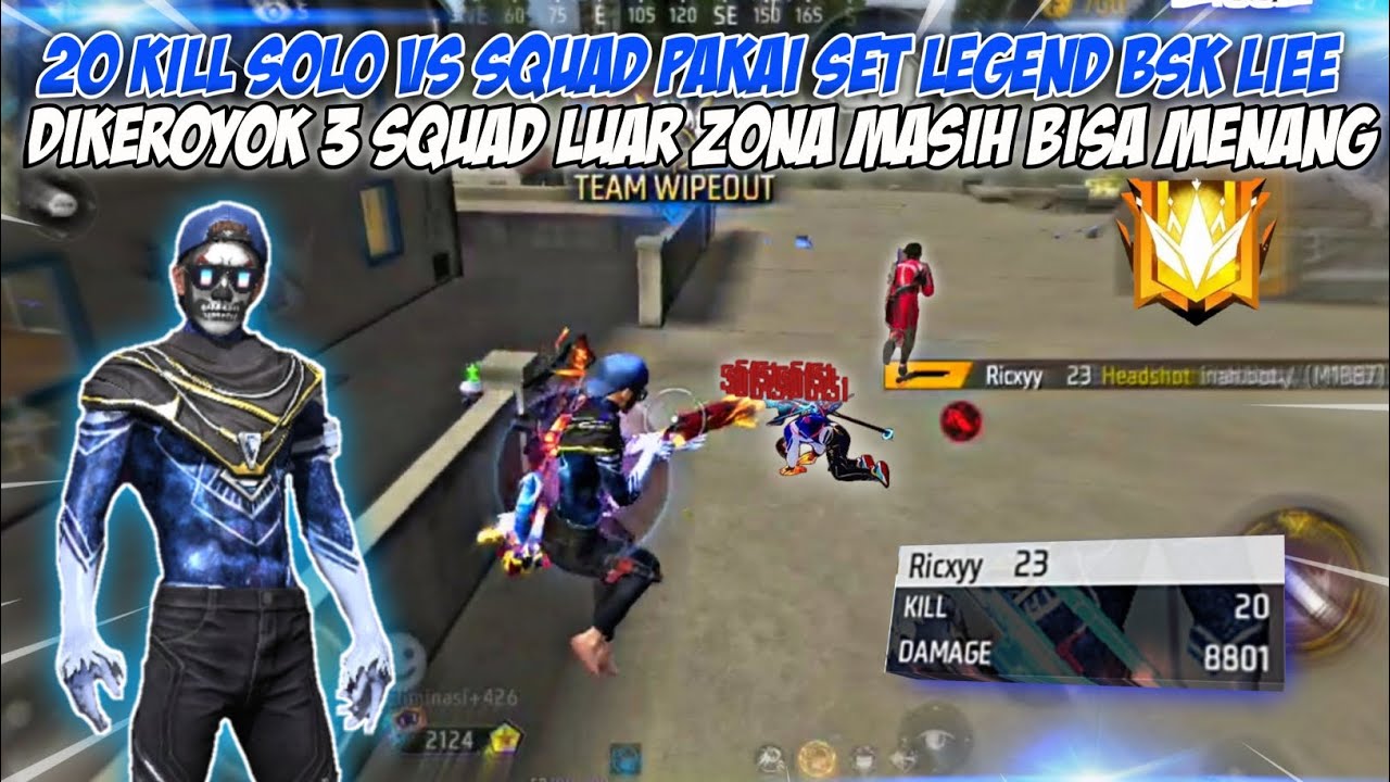 20 KILL SOLO VS SQUAD PAKAI SET LEGEND BSK LIEE LANGSUNG DI KEROYOK 3 ...