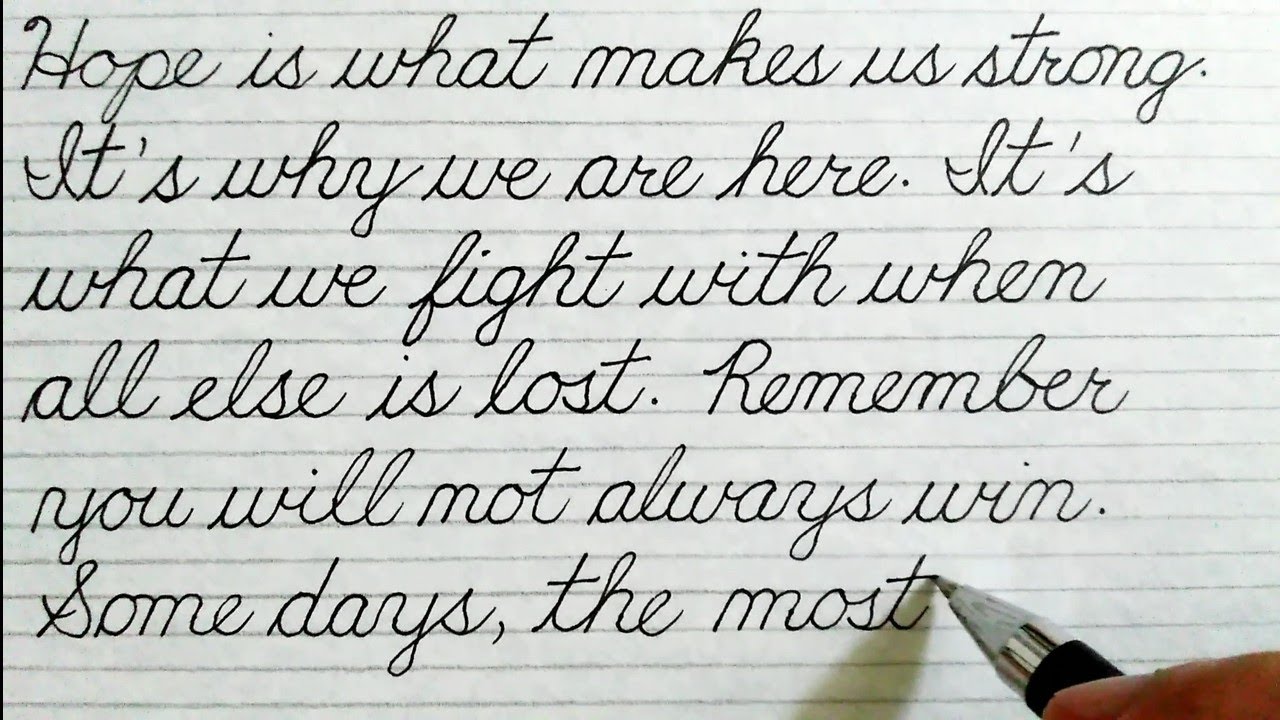 Hope Is What Makes Us Strong | English Cursive Handwriting | Learn How ...
