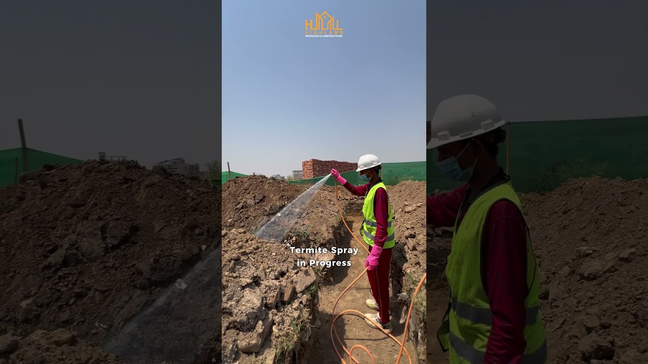 Foundation Termite Spray in Progress | 10 Marla Project Tauheed Block Bahria Town Lahore