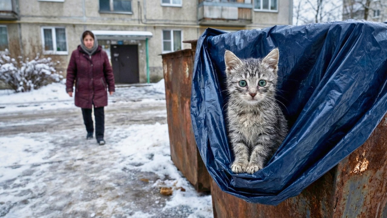 Хозяева выбросили котёнка на мусорку... На 7 день одна девушка нашла его и оцепенела...
