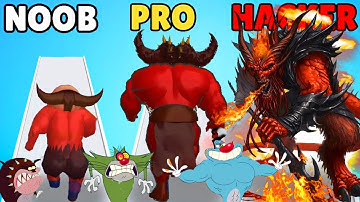 NOOB vs PRO vs HACKER in Monster Evolution Run Game | Oggy, Jack, Shinchan, Bob || Daddy Gaming Ep.3