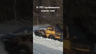 К-701 пробивается сквозь снежную целину #уборкаснега