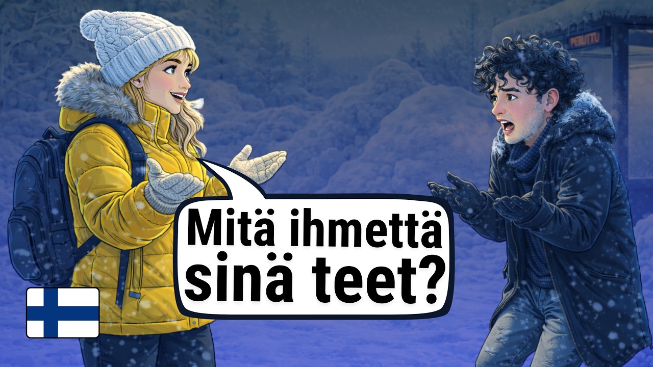 Freezing at the Bus Stop in Finland – Easy Finnish Conversation Listening Practice for Beginners