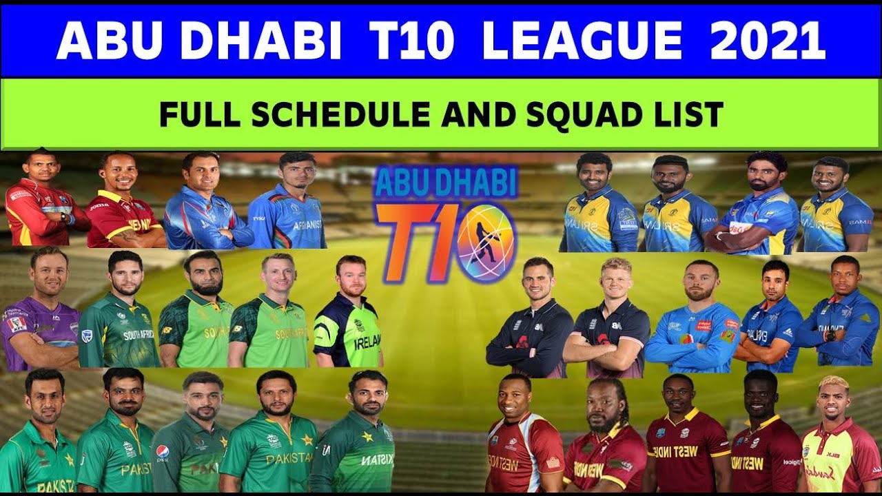 Abu Dhabi T10 league 2021 | Abu Dhabi T10 match schedule and squad | Abu Dhabi T10 Teams