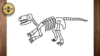 How to draw a dinosaur fossil easy step by step