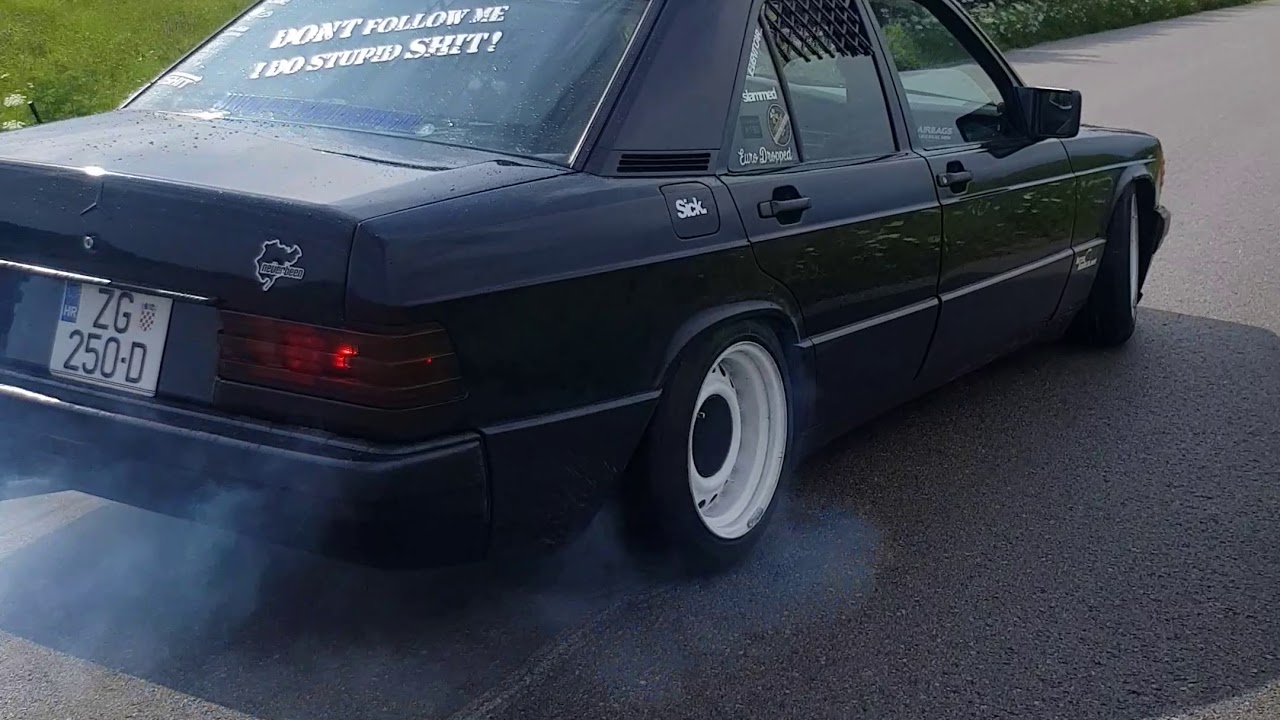 Mercedes 190 2.5D burnout YouTube