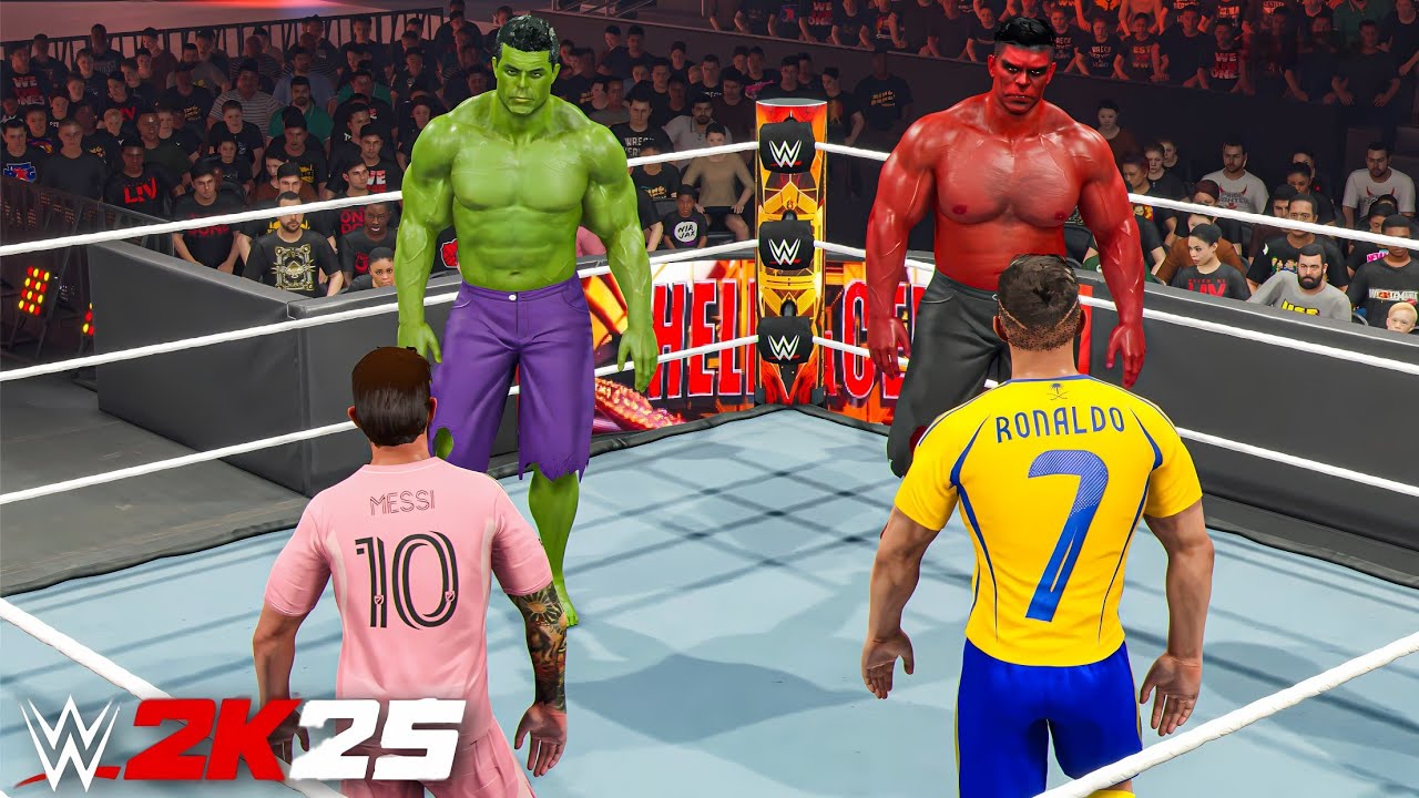 Матч Халк и Красный Халк против Месси и Роналду (командный бой) - WWE 2K25