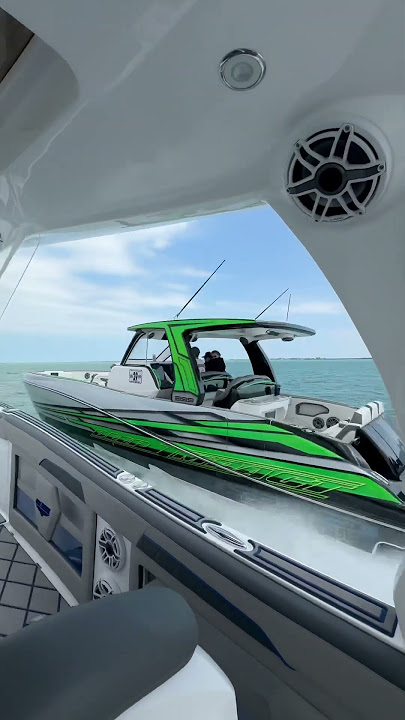 Up close and personal with this Deep Impact 399 sport powered by quad Mercury 500Rs 🚀