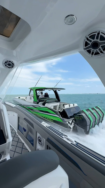 Up close and personal with this Deep Impact 399 sport powered by quad Mercury 500Rs 🚀