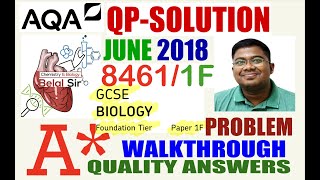 AQA GCSE Biology 8461/1F JUNE 2018 QP Solved
