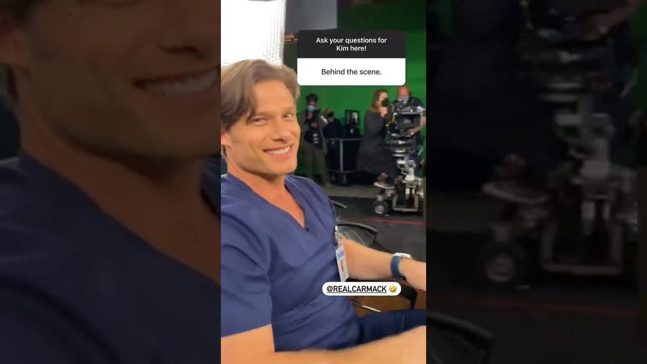 Caterina Scorsone, Chris Carmack on the set of Grey's Anatomy season 18 B