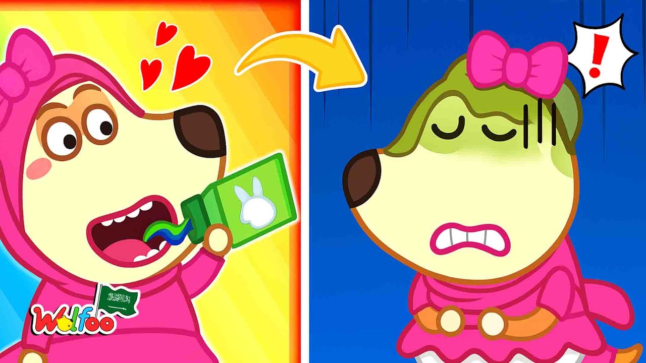 Lucy ,لا تأكل معجون الأسنان - Lucy تتعلم عادات صحية للأطفال | @wolfooinarabic