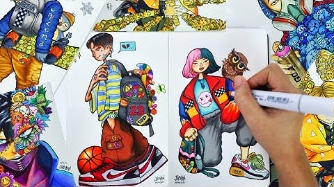 Drawing Characters Doodle using Copic, Ohuhu, & Touch Markers