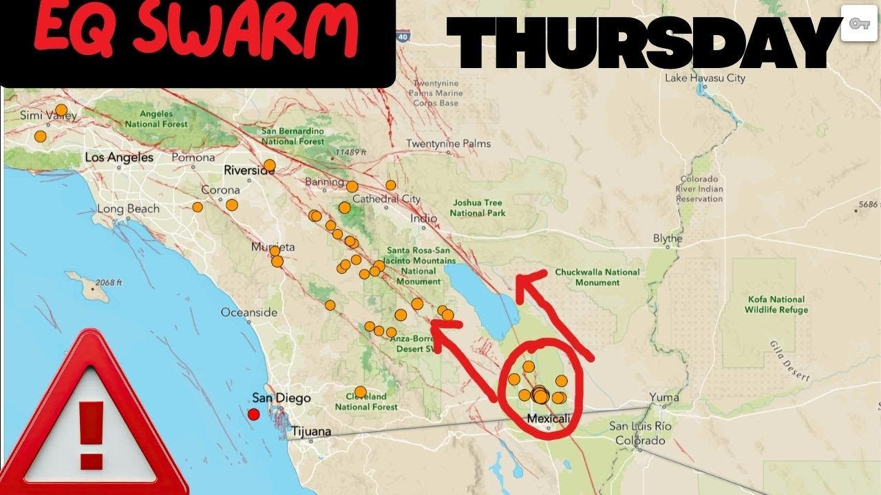 Earthquake swarm of 50 EQs in Southern California on the Potentially overdue Imperial fault.