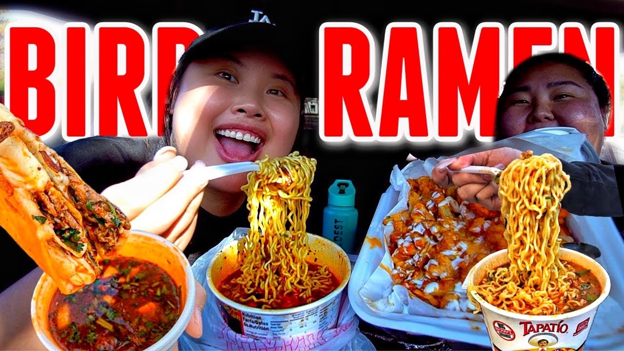 BIRRIA RAMEN + BIRRIA TACOS + SHRIMP FRIES MUKBANG 먹방 EATING SHOW! (NEW MEXICAN RESTAURANT) *YUM*