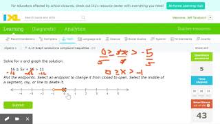 IXL   Graph solutions to compound inequalities Algebra 1 practice