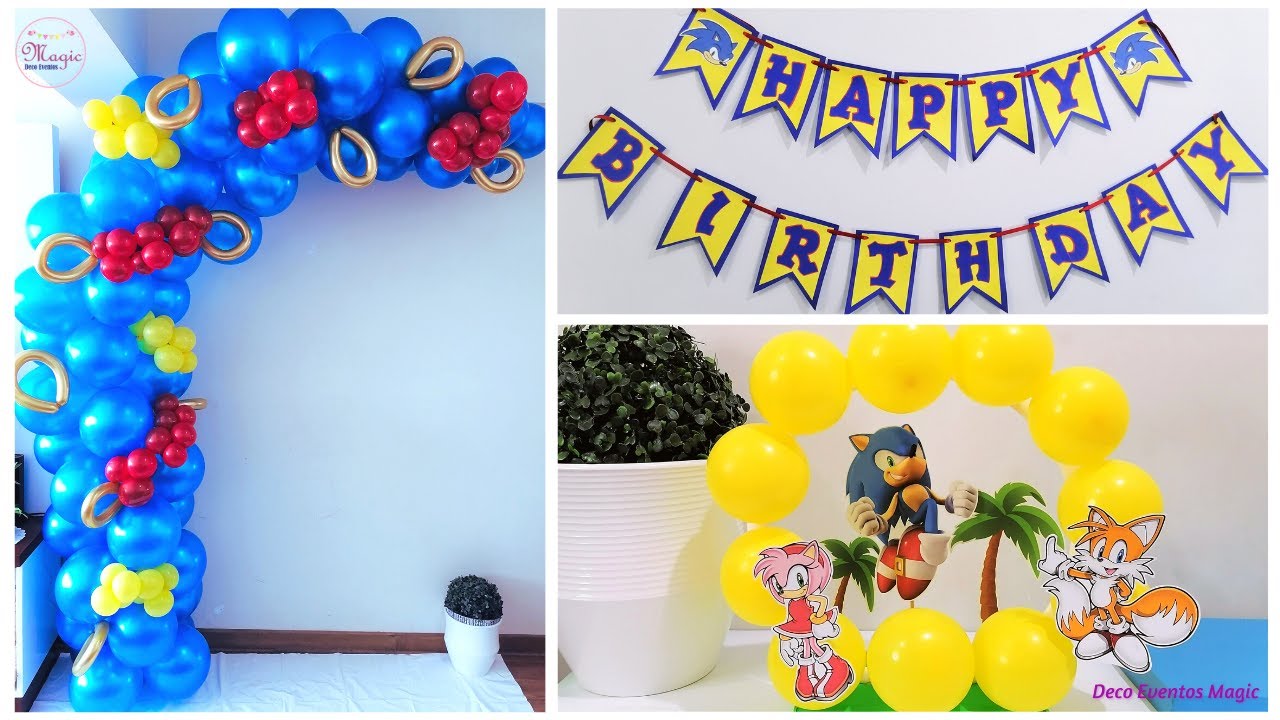 🎈How to make a balloon garland💡 Decoración de la Temática Sonic 🎈Sonic  Theme Decor💡 Birthday Party 