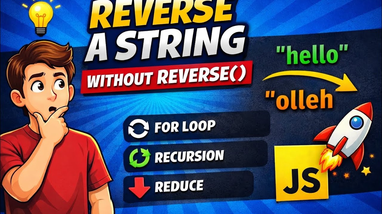 Reverse a String in JavaScript Without Using reverse()! 🚀 - YouTube