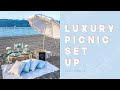 How to Set Up a Luxury Picnic | Blue-Themed Beach Picnic