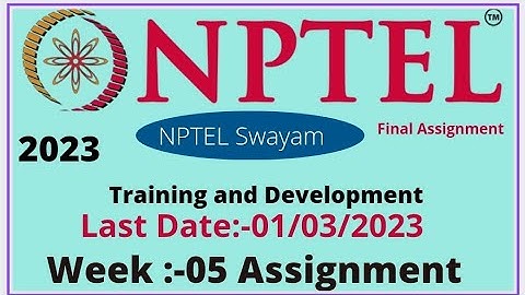 NPTEL// Training and Development //Week-05 // Assignment //week5