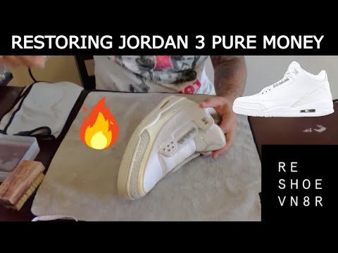 RESTORING AND ICING JORDAN 3 PURE MONEY USING @RESHOEVN8R -way_too_flossy13