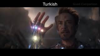 'I AM INEVITABLE' and 'I AM IRON MAN' in various languages