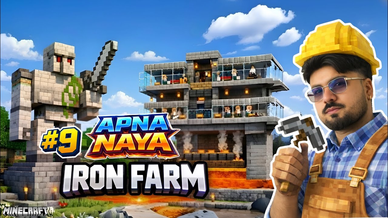APNA NAYA IRON FARM 😱 | Unlimited Iron in Minecraft Surviva episode#9 (hin +pun)