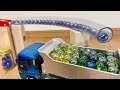 マーブルラン ASMR ☆ スケルトンパイプ & ダンプトラック HABA木製コース