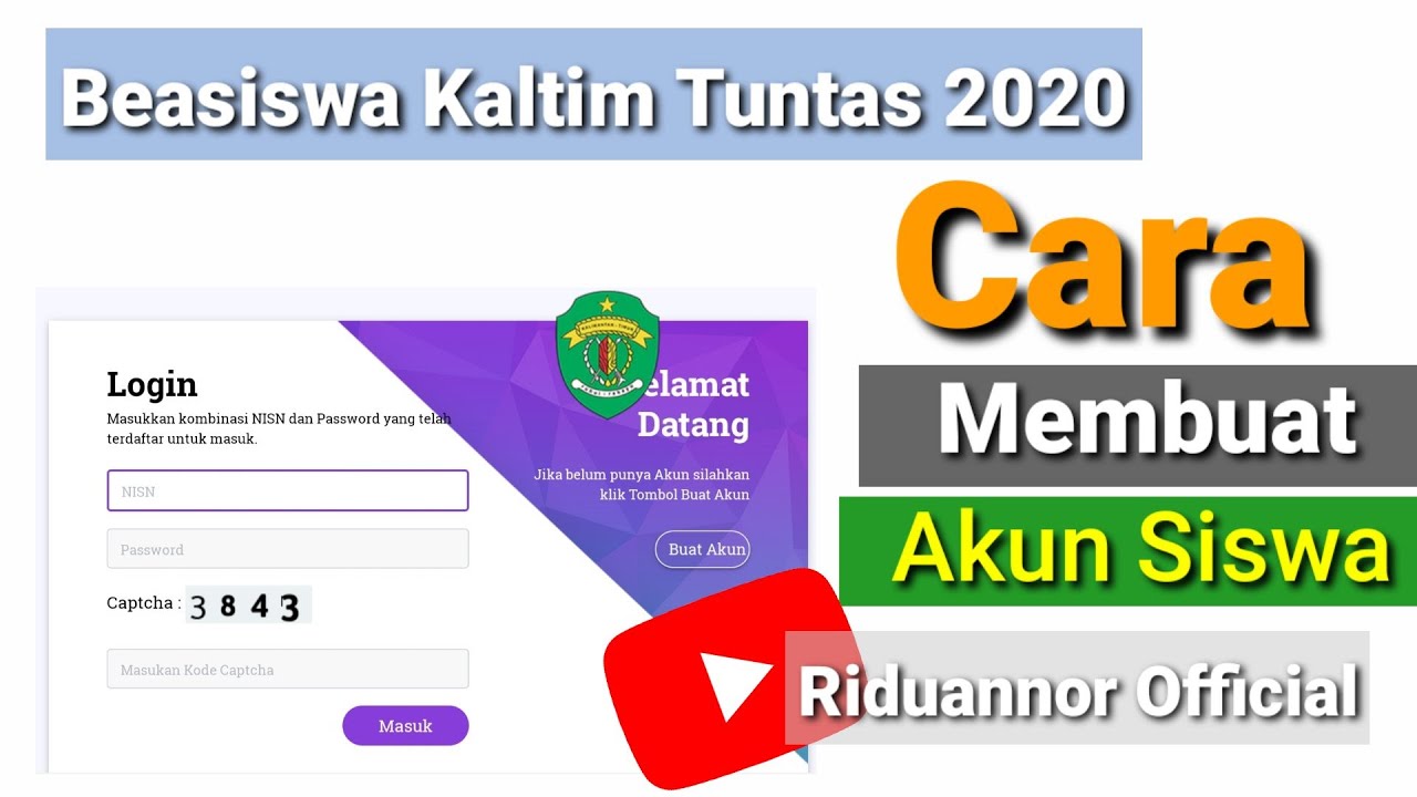 Beasiswa Kaltim Tuntas 2020 #Cara Membuat Akun Siswa - YouTube