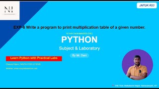 Python Program to Print Multiplication Table | JNTUK R23 CSE Lab Experiments |EXP6