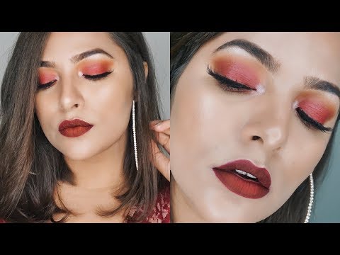 Cranberry/Red Smokey Eyes | Fall/Party makeup Tutorial | Anubha