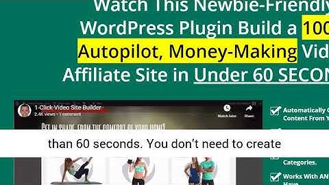 WP 1-Click Video Site Builder Review – Create Video Sites in 60 seconds.