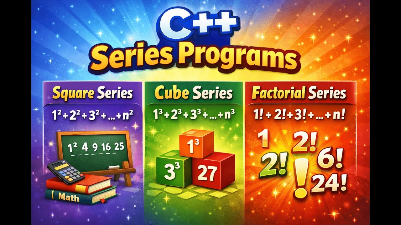 C++ Series Programs | Square, Cube & Factorial Series Explained - YouTube