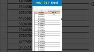 Add +91 number in Excel#exce#exceltutorial#exceltips#exceltricks#shorts