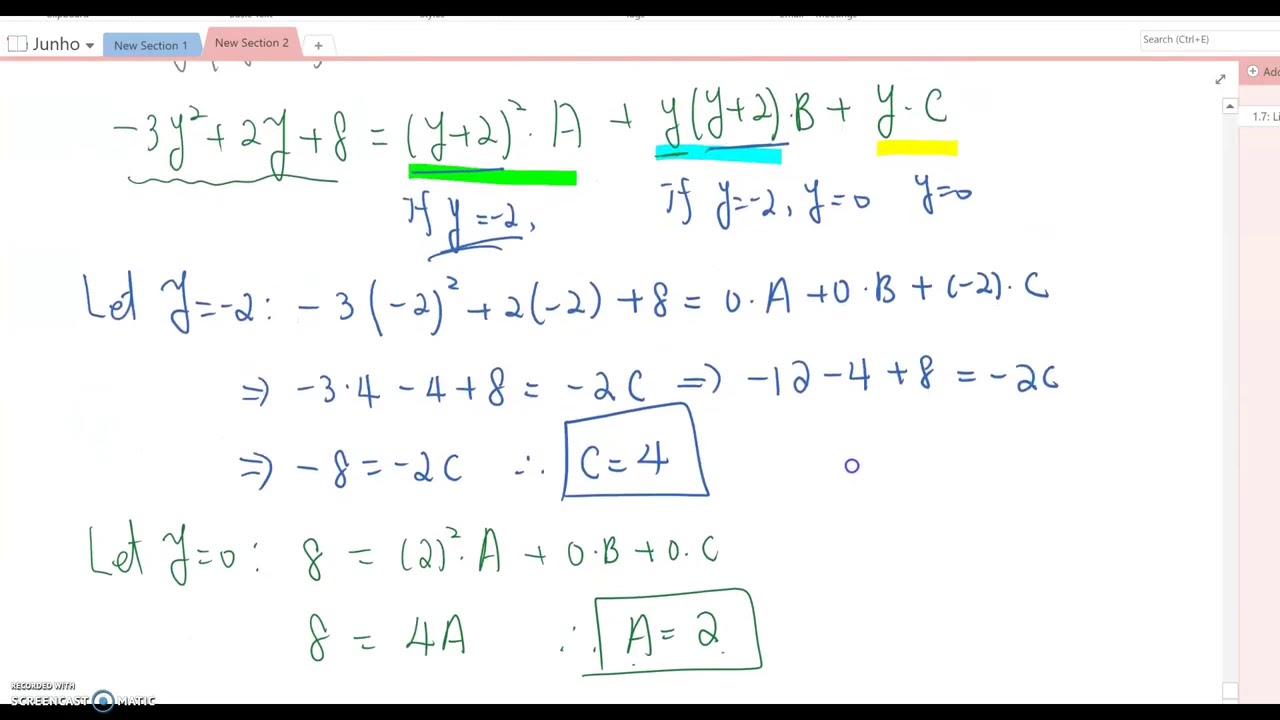 3.8 Partial Fractions With a Quadratic Factor in Denominator 2 - YouTube