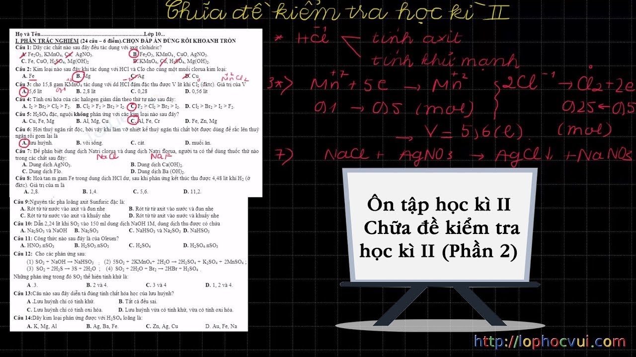 Hóa học 10 CB&NC - Ôn tập học kì II - Chữa đề kiểm tra học kì II (Phần 2)