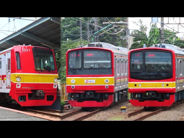 Kumpulan Kereta KRL Commuter Line di Stasiun Pasar Minggu : Kereta Listrik KRL Berangkat u0026 Tiba class=