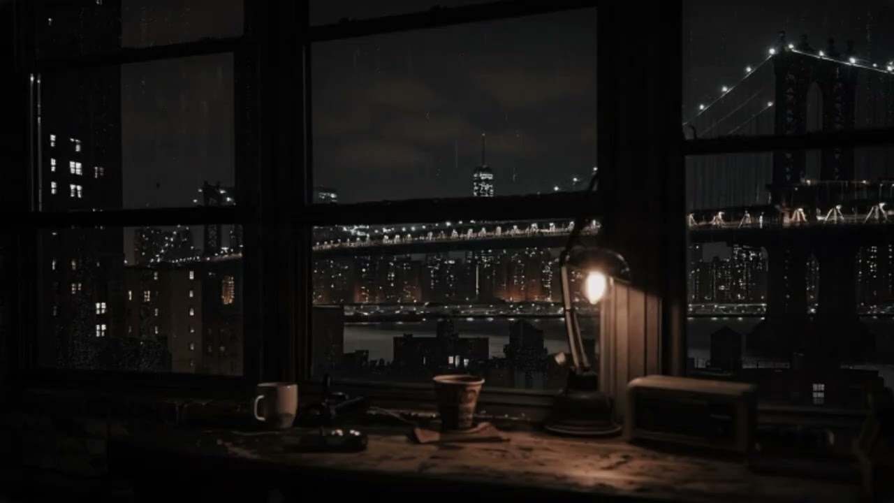Rain on Window in a Quiet NYC Apartment | Moody Urban Night (2 Hours, No Music)