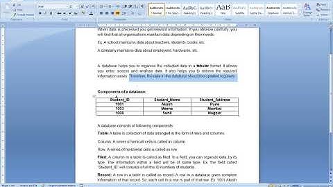 IGCSE ICT Class 8 - Database Management: MS Access 2010 (part 1)