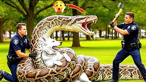 🐕🎬 Heroic Rescue Team Saves a Dog from a Giant Python Attack#pythonattack  #wildliferescue#usa