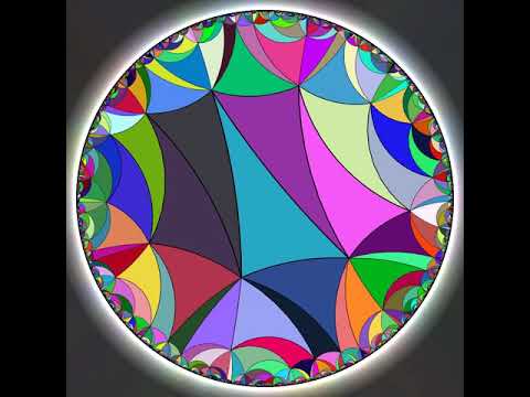 Hyperbolic triangles with sliders
Marek Čtrnáct has observed that any triangle whose angles sum to 120 degrees tiles the hyperbolic plane.
From 0:00 to 0:20 we see the triangles themselves.
From 0:20 we apply this transformation to the HyperRogue map, and from 0:30 to a simple tessellation (drawn in the HyperRogue texture editor).
Join the HyperRogue discord server! :) https://discord.gg/8G44XkR  Hyperbolic triangles with sliders