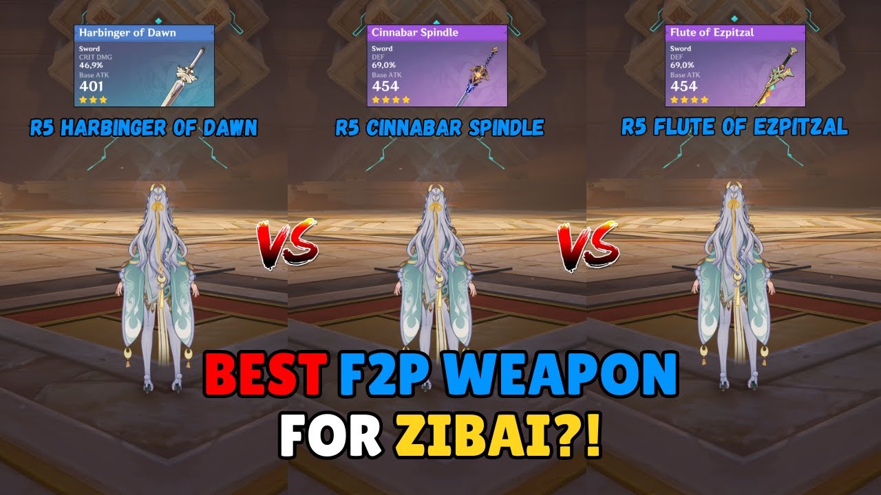 BEST F2P Weapon for Zibai?! Harbinger VS Cinnabar VS Flute – Genshin Impact