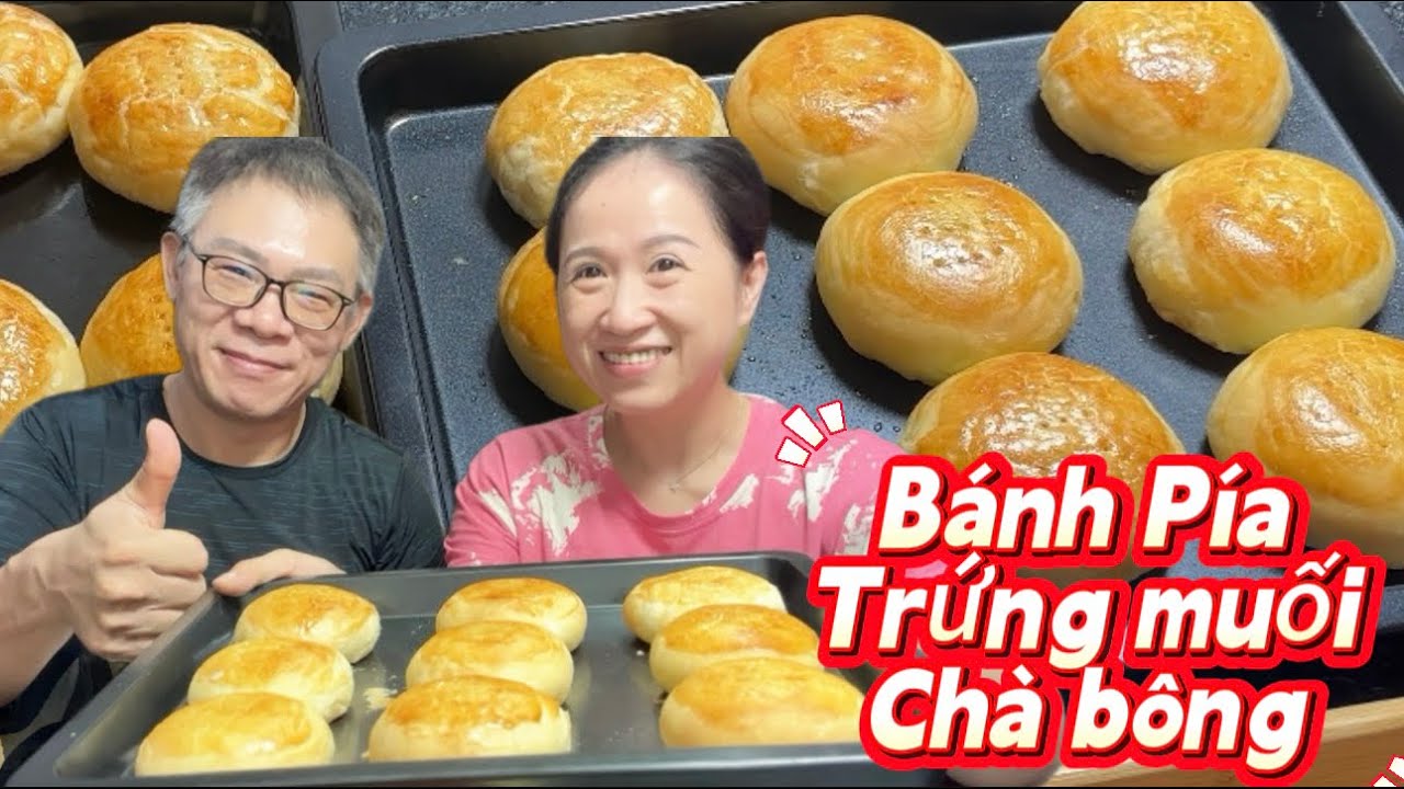 Chia sẻ công thức làm bánh pía trứng muối chà bông trung hoa da bánh bông từng lớp nhân thơm ngon
